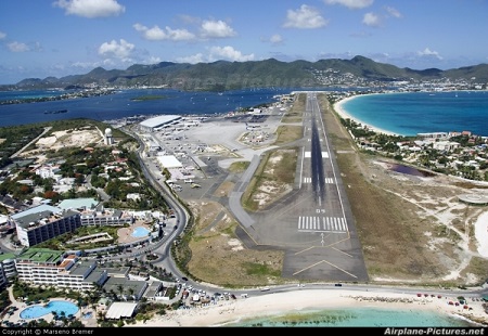 Bird's eye view of SXM Airport apron