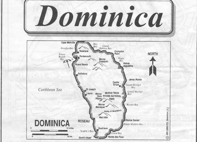 Map of the island of Dominica. Click to enlarge.