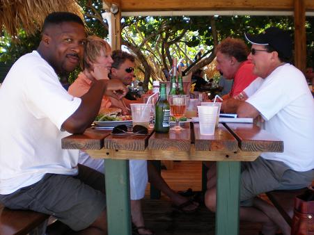 Lunch scene in St. Barths with Gregb and friends